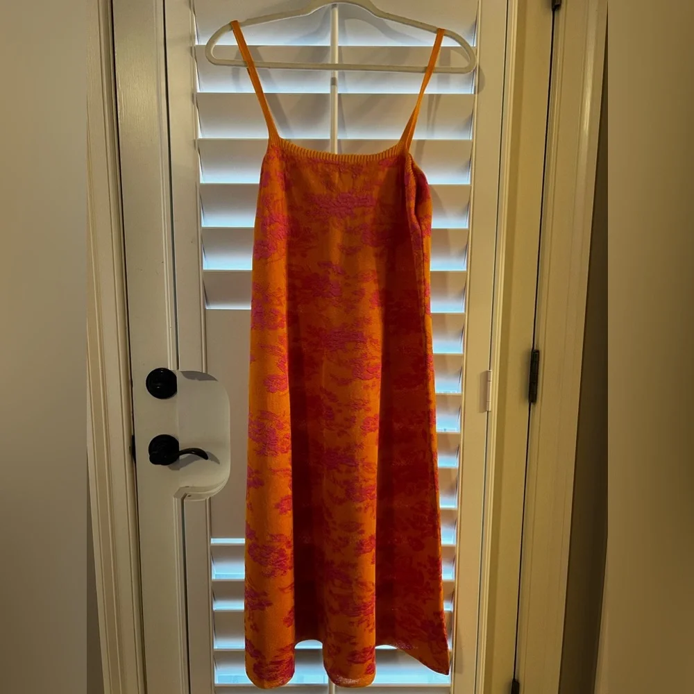 Zara Jacquard Knit Mini Dress Orange - Picture 2 of 5